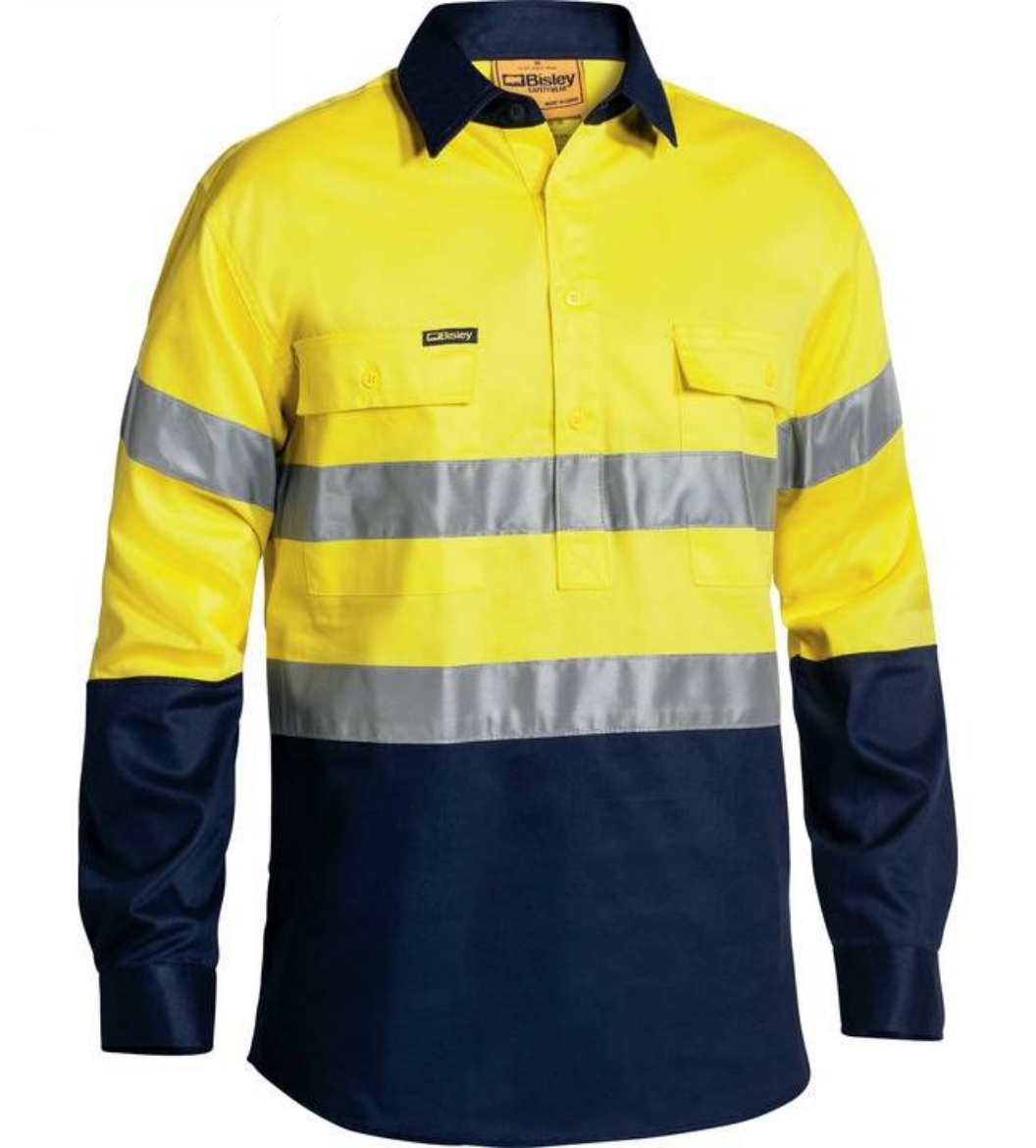 Picture of Bisley, Taped Hi Vis Closed Front Drill Shirt